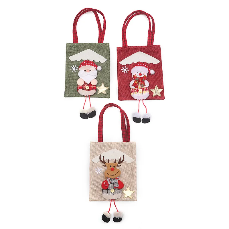 Tkaninowa torba na prezenty świąteczne Apple Canvas Bag Christmas Eve Tote Bag Apple Candy Handbag Felize Navidad Joy 2025 Noel Party Supplies