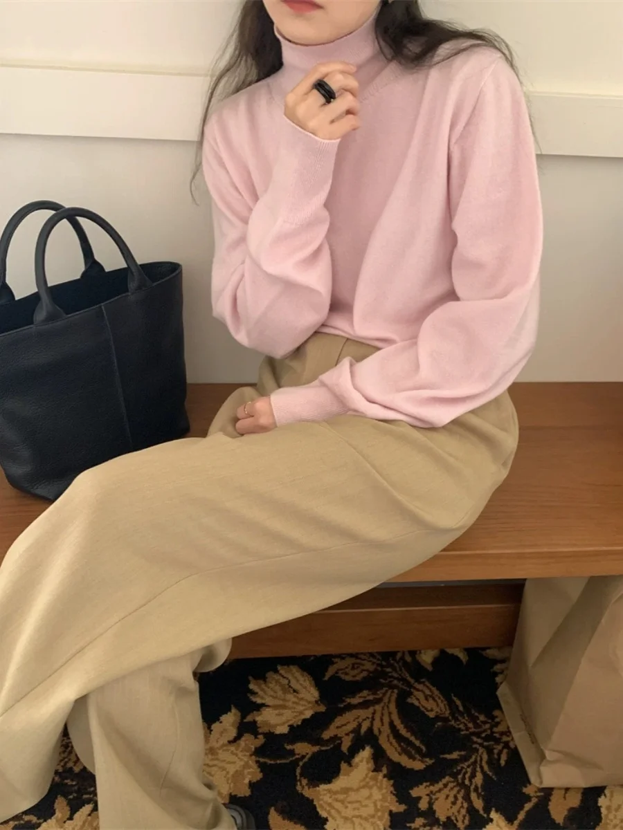 

Теплый шерстяной свитер Smoid Meina Home с высоким воротом, мягкий, гладкий, однотонный, для повседневной носки, базовый слой, термофлис, длинный рукав