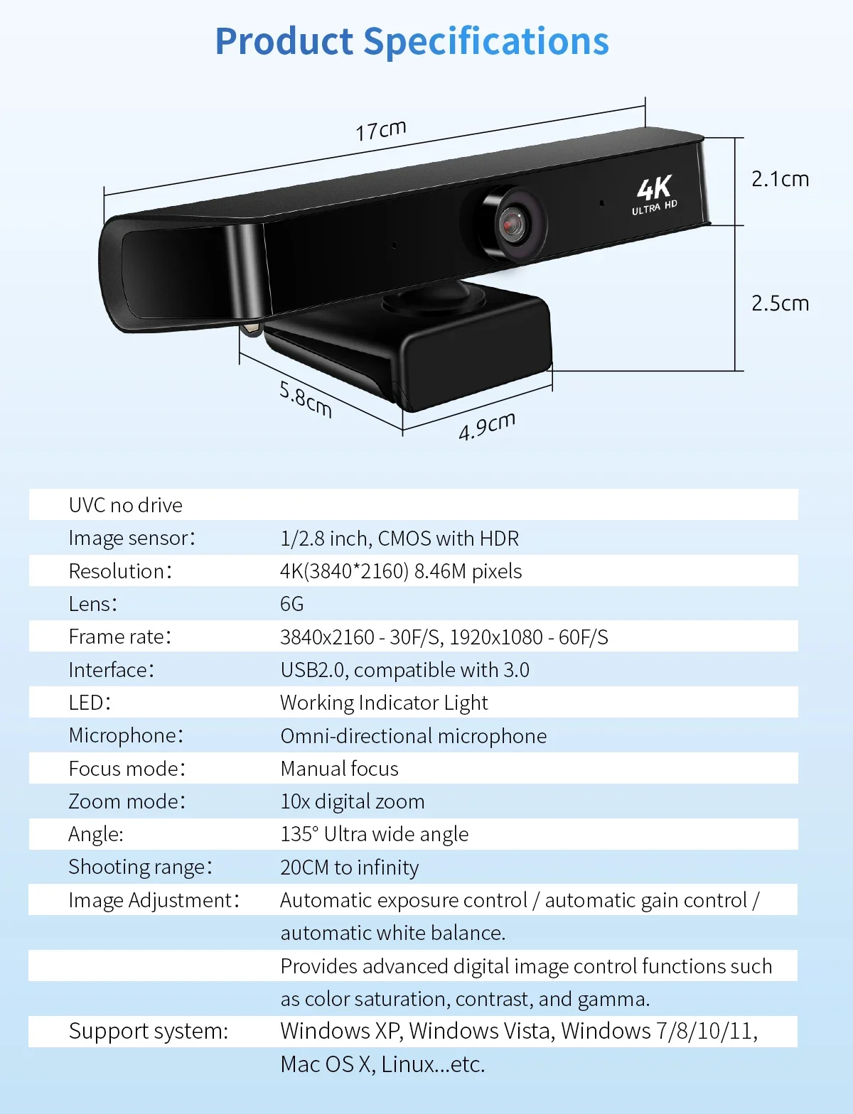 4K UHD 60fps 10x Zoom Autofocus USB Webcam Voor Videoconferentie Online Onderwijs Boardcast Digitale Camera webcam