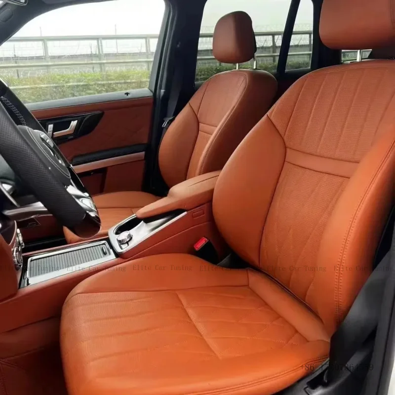 Full Set Accessories Custom Fit for Mercedes Benz 5 Seat Car Seat Covers Genuine Leather Front Rear Seat Cushion