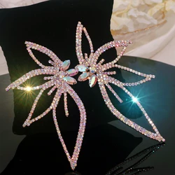 New Fashion Rhinestone Oversized Hollow Wing Stud Earrings for Women Dinner Wedding Crystal Earrings Statement Luxury Jewelry
