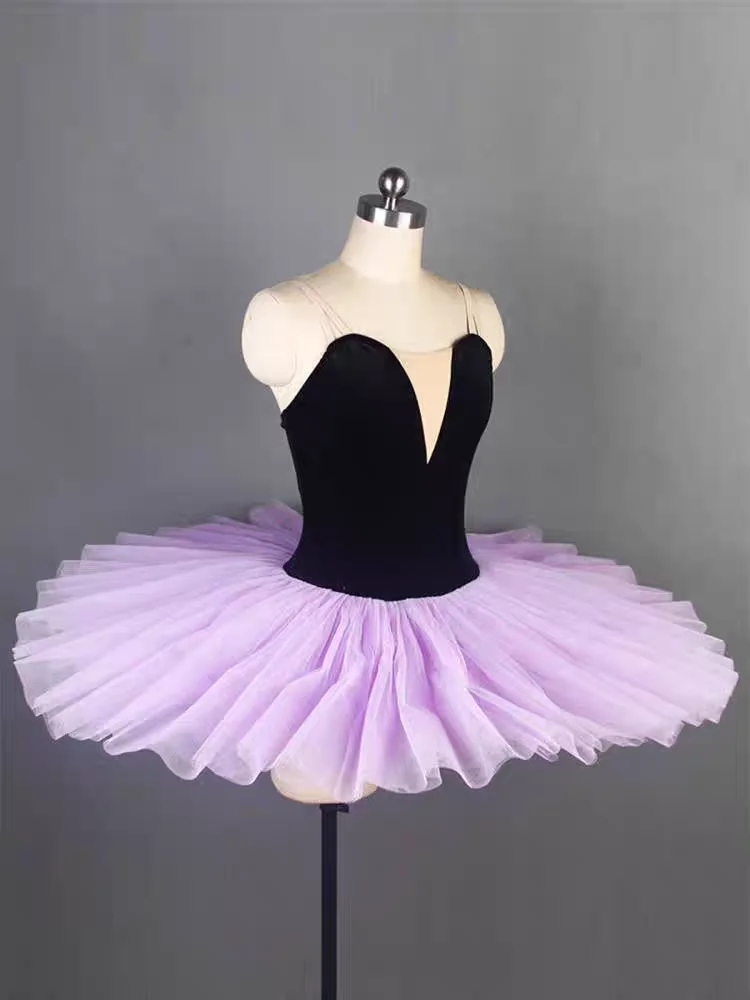 ชุดเต้นบัลเลต์ ชุดแสดง ชุดเต้นรำเด็ก กระโปรงพอง ชุดแข่งขันระดับมืออาชีพ กระโปรงตูตู แขนสั้น