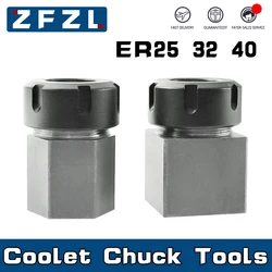 1PC Square ER25 ER32 ER40 Chuck Block Hard Steel Hex ER Spring Chuck Seat for CNC Lather Engraving Cutting Machine Tool holder