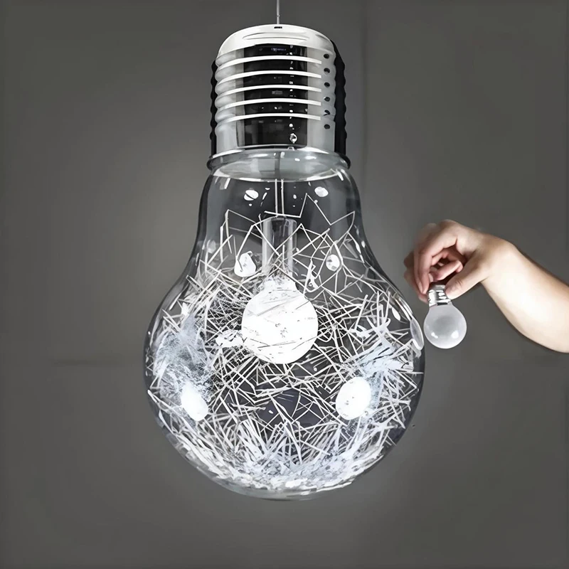 Creative personality pendant lights iron glass big bulb vintage lamp bar Russian warehouse 300mm * 450mm large pendant lamps