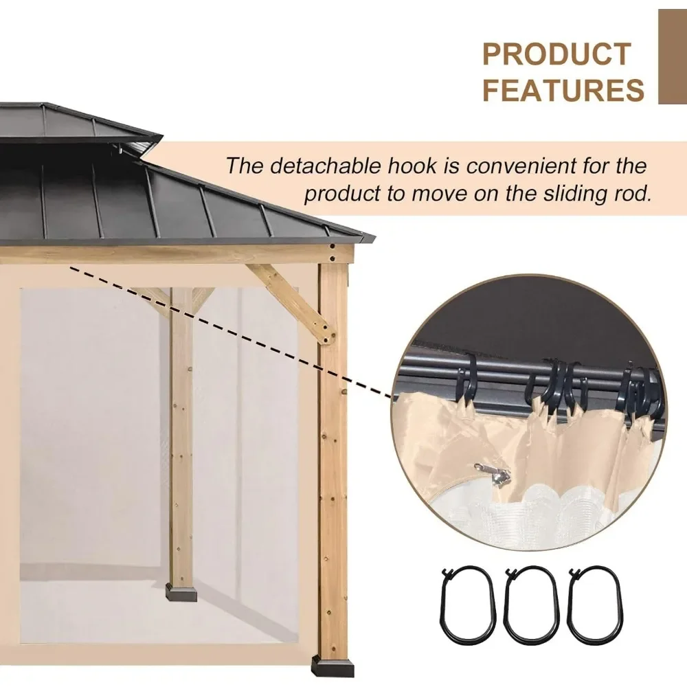 Moustiquaire de Remplacement pour Gazebo, Rideau de Confidentialité Universel pour l'Extérieur, Écran Mural à 4 Panneaux, 10x12 Pouces