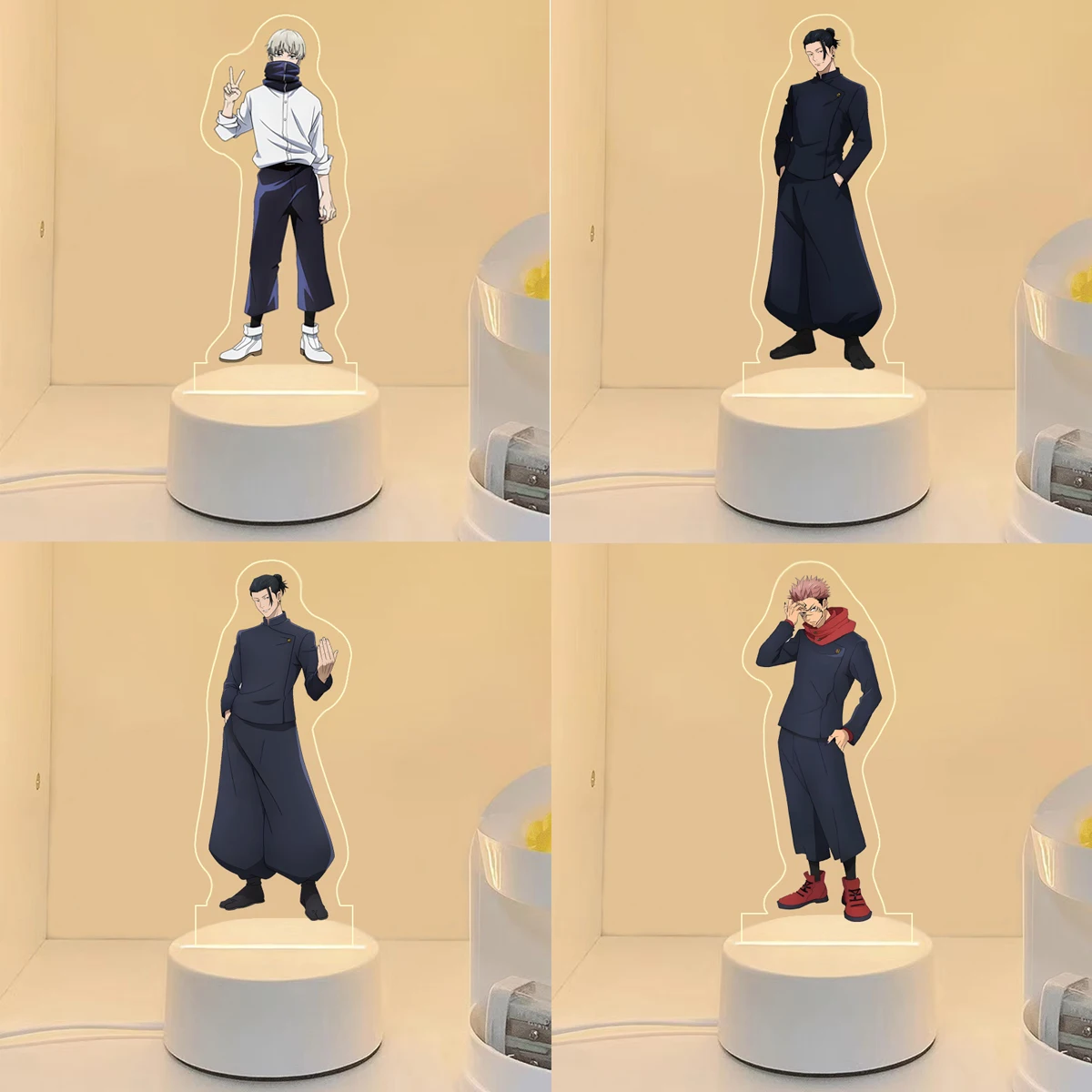 Luz acrílica para jujutsu kaisen gojo satoru fushiguro megumi colorido desktop superstar monocromático 16 cores luz noturna