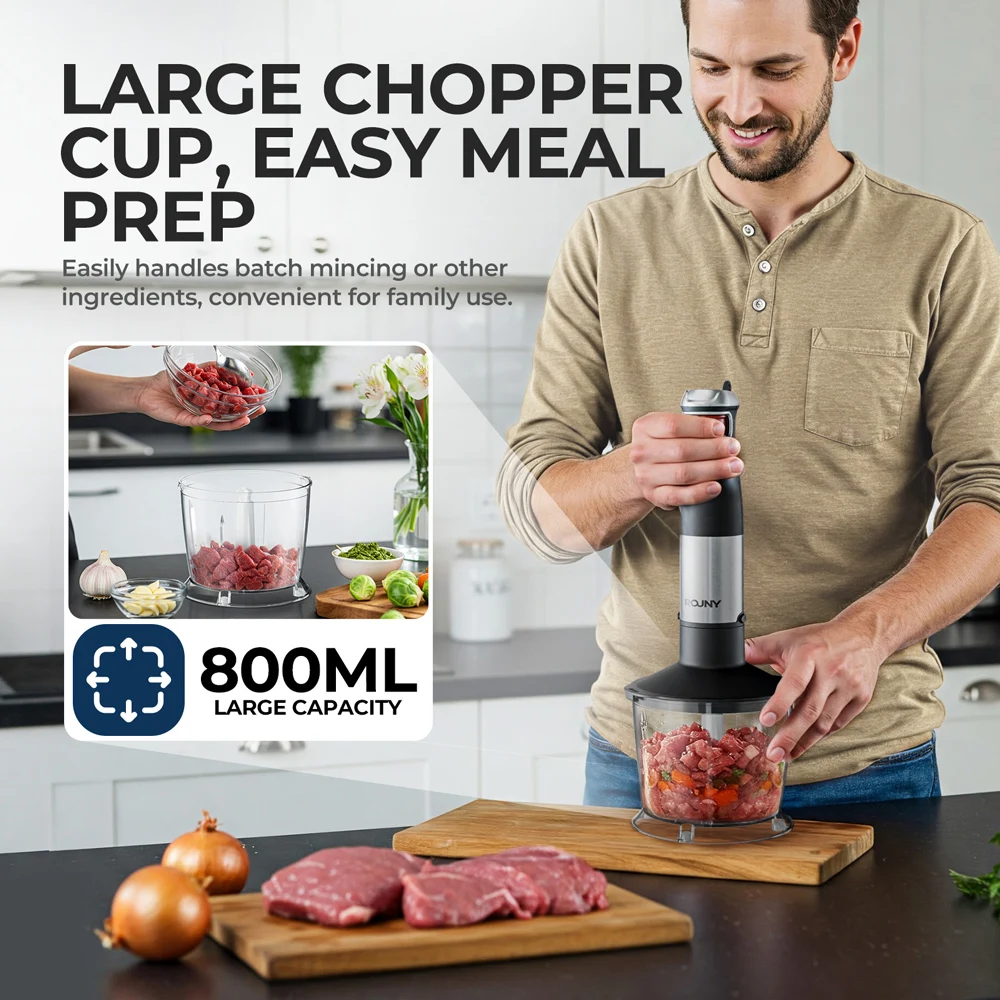 Frullatore elettrico a immersione Frullatore manuale multiuso 6 in 1, lame in acciaio inossidabile, casa e cucina, MAX 1500 W