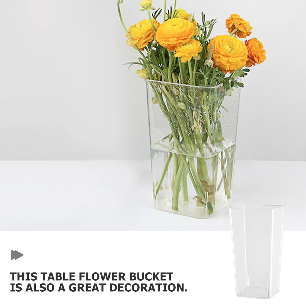 

Acrylic Flower Bucket Medium Sturdy Clear Desktop Flower Storage Holder Floral Arrangement Vase for Office Balcony Home