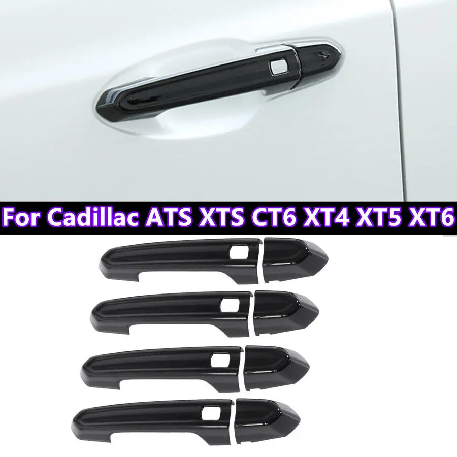 Preto brilhante smartkey maçaneta da porta capa guarnição para cadillac ats xts ct6 xt4 xt5 xt6