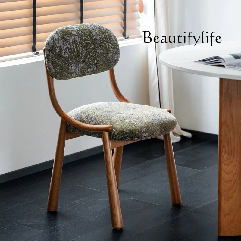 

Nordic medieval backrest household small apartment solid wood dining chair simple designer casual ash wood