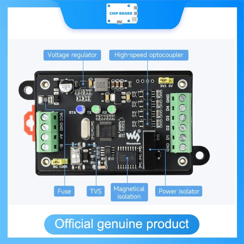 

Waveshare Industrial 4-Ch PWM Output Module with Modbus RTU, Isolated RS485 Interface, Adjustable Frequency and Duty Cycle