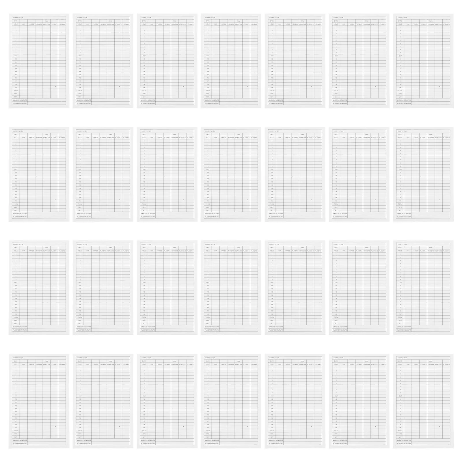 

30pcs Golf Scorecards Coated Paper Portable Lightweight Sports Score Recording Cards for Outdoor Durable Score Record Tools