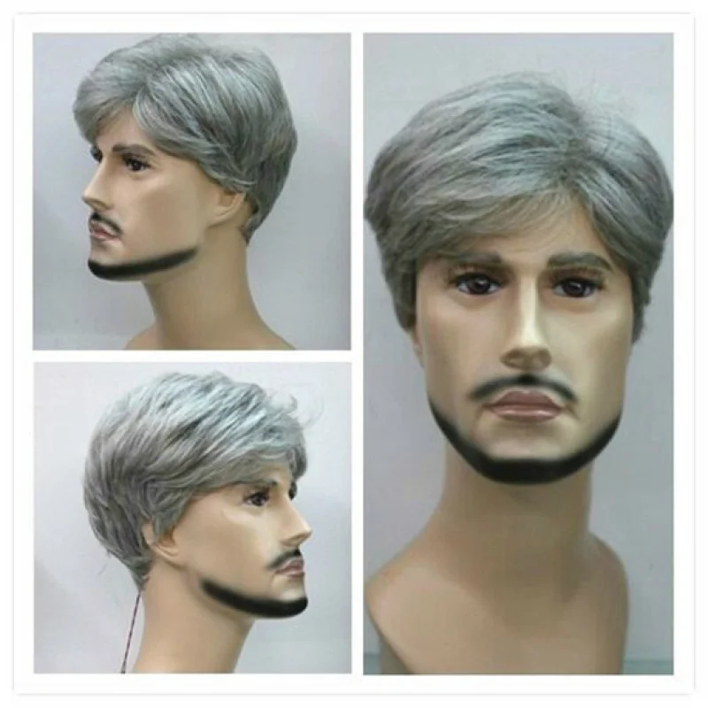 

Short Man Wig Men Male Daily Wear Hair Full Wig Men Grey Wigs Wig Cap