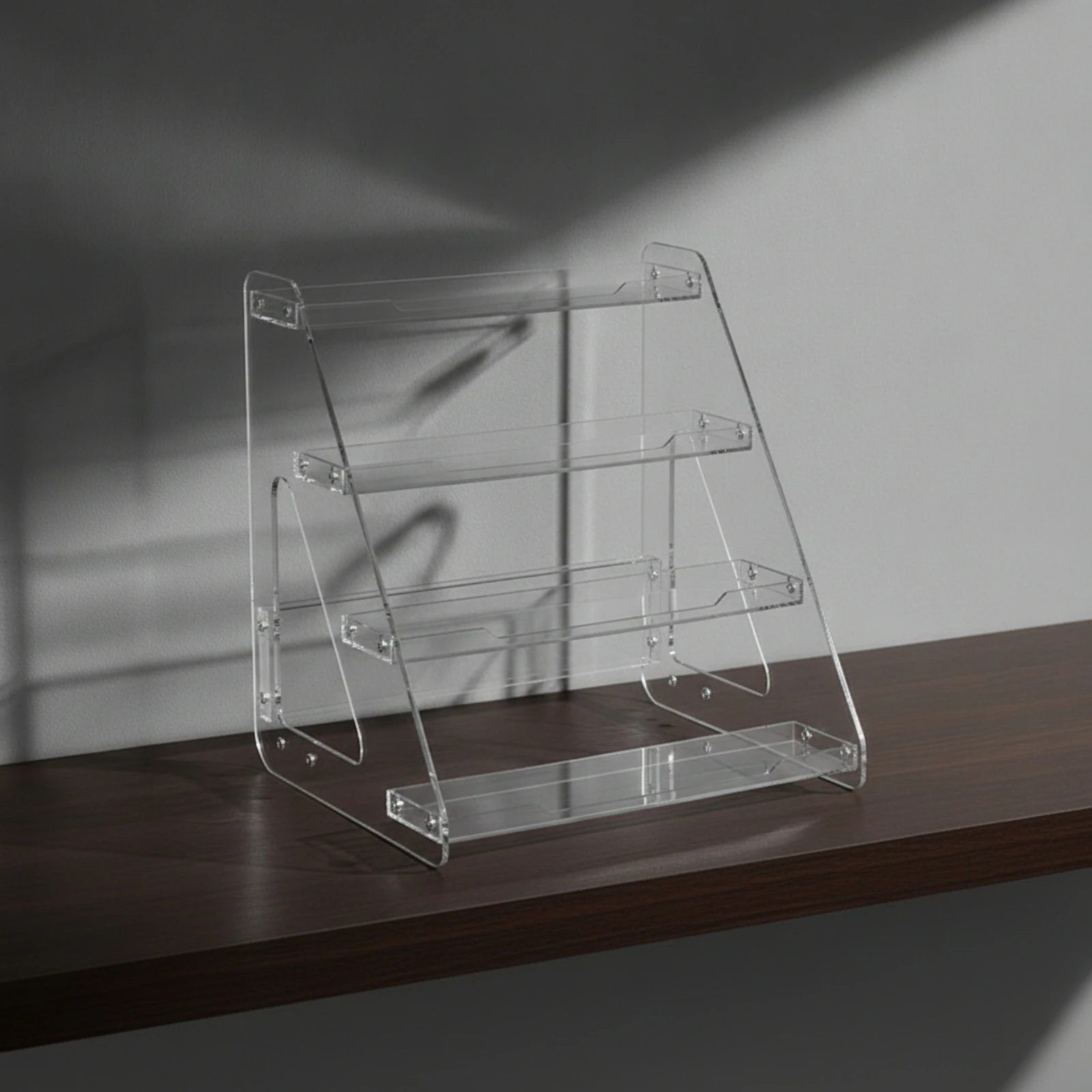 Tiered Acrylic Display Stand 4-Tier Display Stand with Tiers Acrylic Riser Clear Transparent for Collectors, Countertop, Vanity