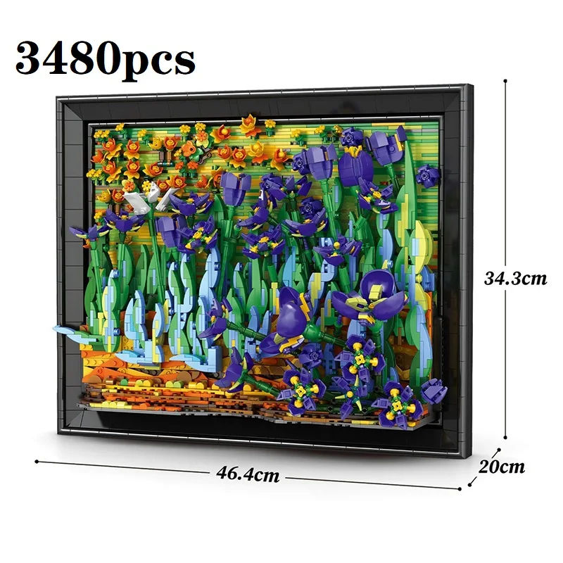 

Creative art masterpieces, iris building block sets, architectural education toys, party home decoration building block toys