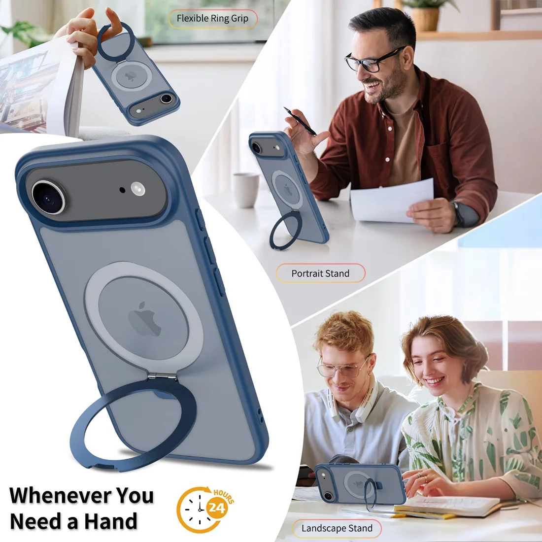 Für iPhone 17 Air 2025 Handyhülle mit integriertem Ständer, kompatibel mit MagSafe, stoßfeste, schlanke, durchscheinende, matte Handyhülle – Detail 4