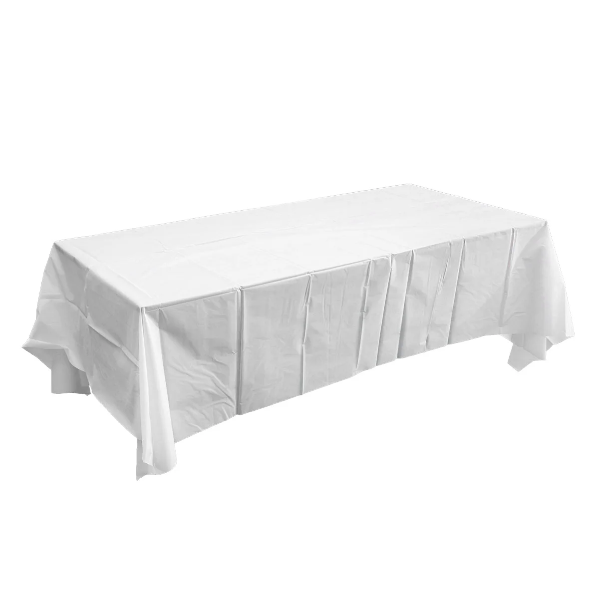 

Eco-Friendly Tablecloth Pure Color Disposable Waterproof Plastic Protector Cover for Picnic Banquet Event Party 137x183cm (White