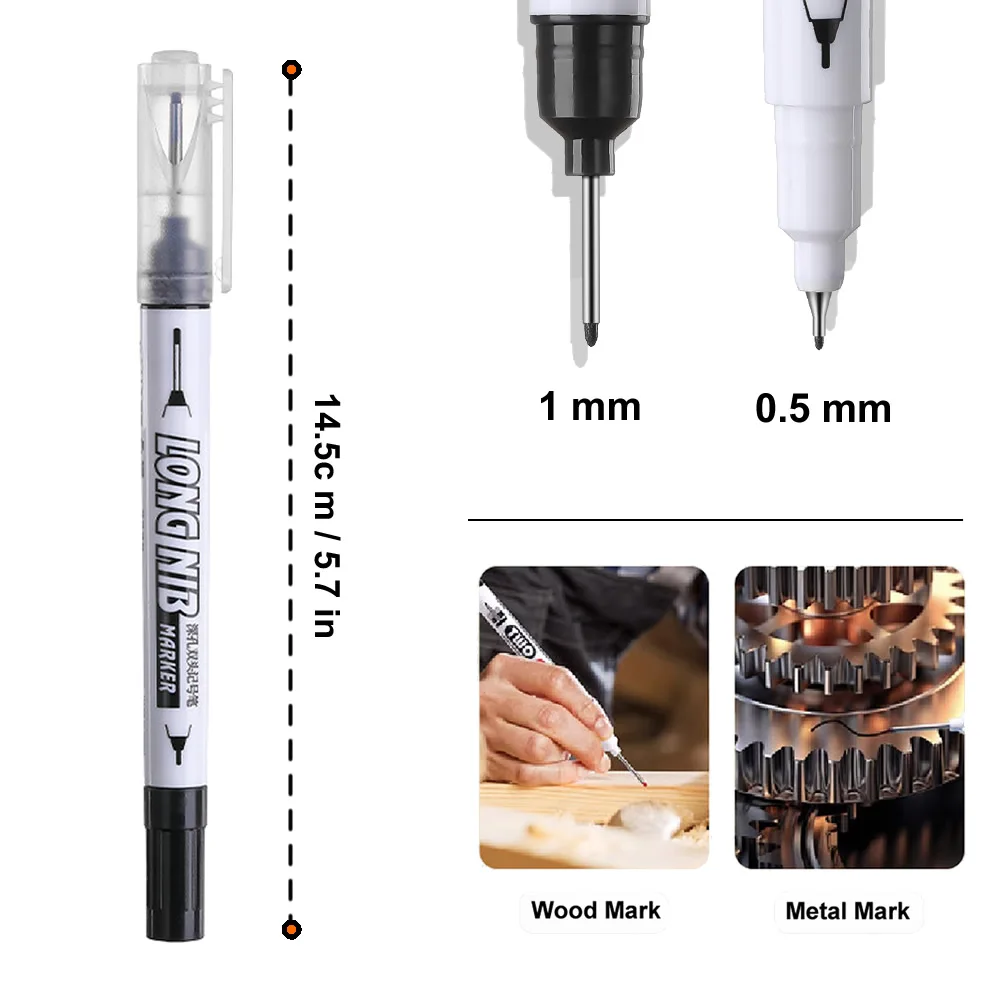 20mm 4 Colors Doule-Tip Deep Hole Long Head Nib Markers For Metal Pen Waterproof Bathroom Woodworking Decoration Multi-Purpose