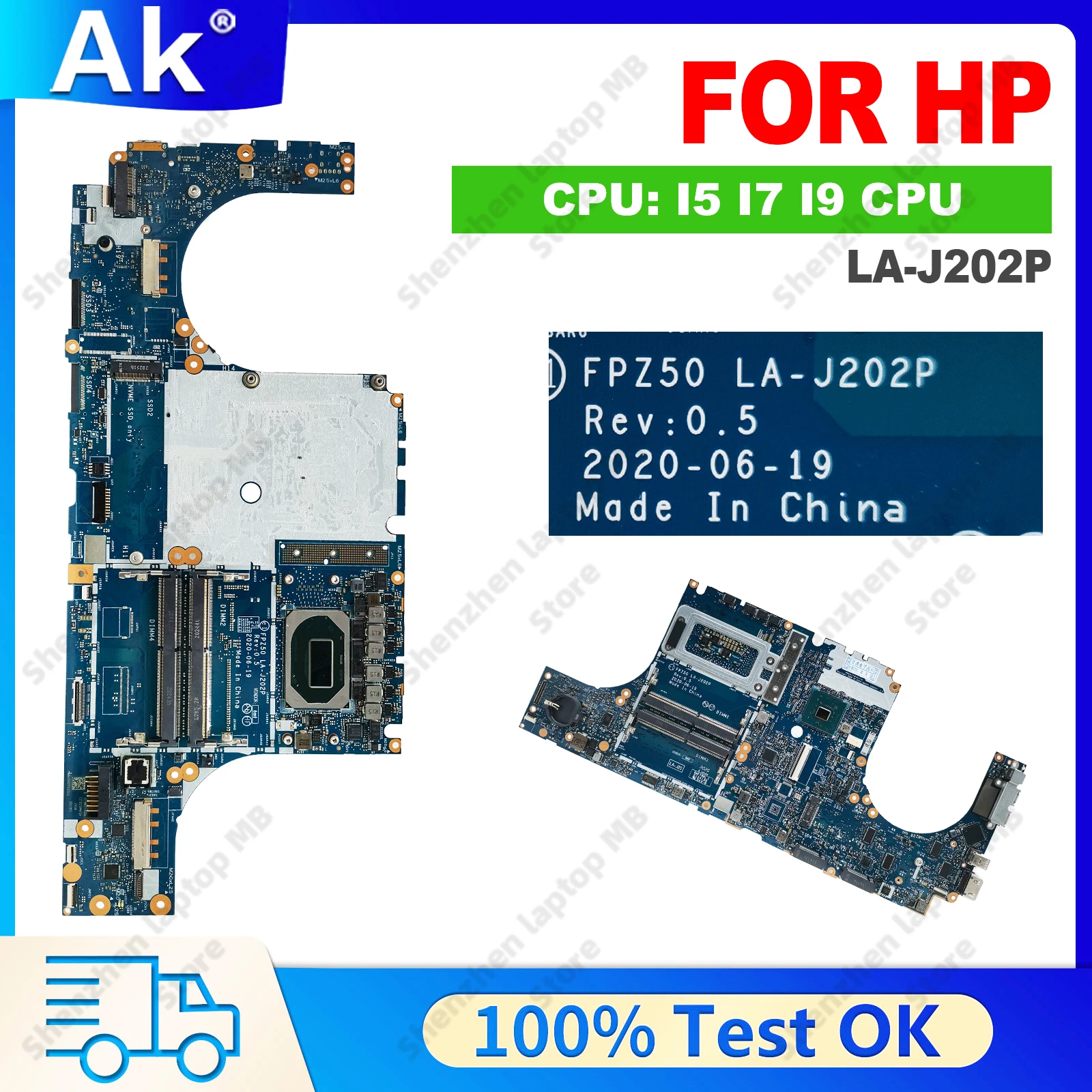 LA-J202P Notebook Motherboard For HP ZBook Fury 15 G7 LA-J202P Laptop Motherboard i5-10400H i7-10850H i9-10885H CPU 100% Test OK