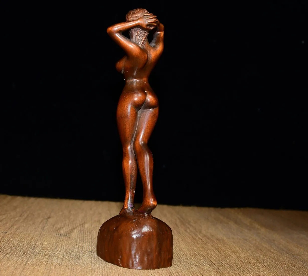 Rustic Wooden Carving Decor Handcarved Lady Figurine Female Statue Grace