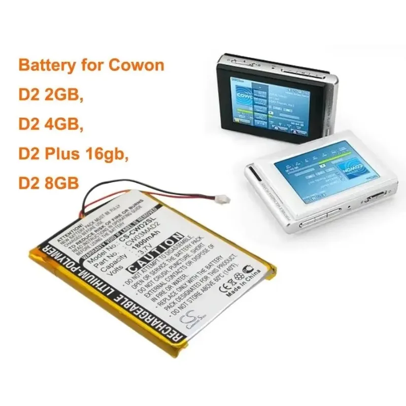 

100% NEW CWD2SL 3.7V 1800mAh Media Player Battery for Cowon 2GB, D2 4GB, 8GB, Plus 16gb +TOOL