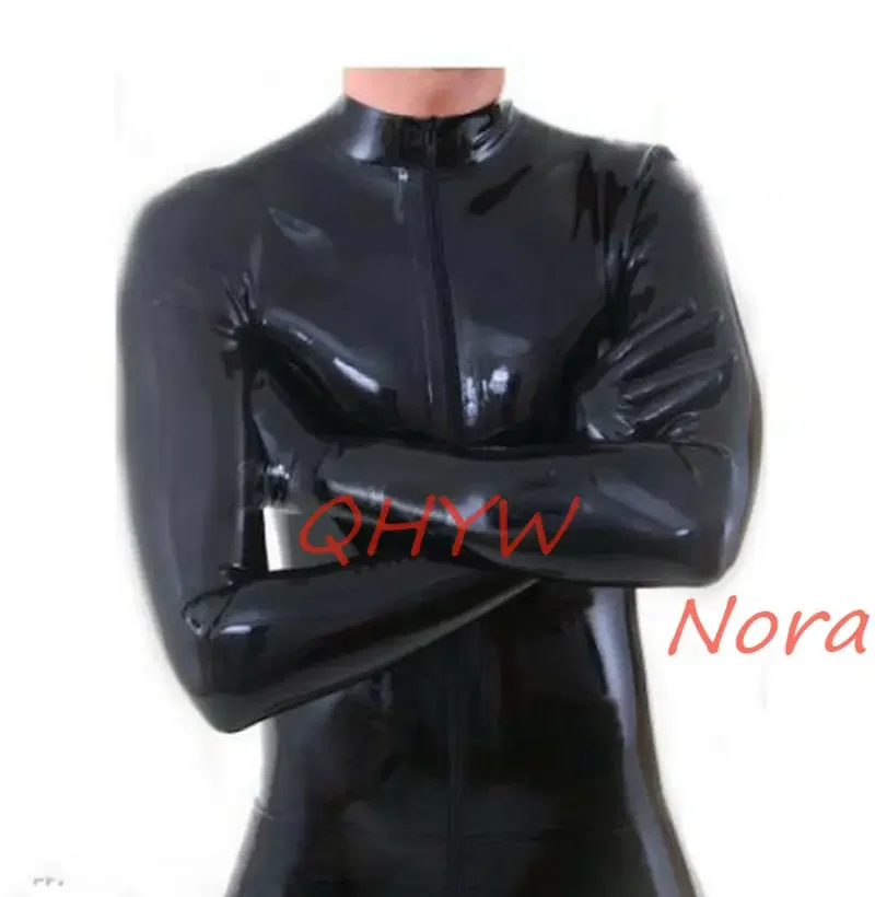 Sexy Handmade Customize Men Male Latex Catsuit with 5 Toe Gloves Socks Zentai  Fetish Bodysuits Front Zip