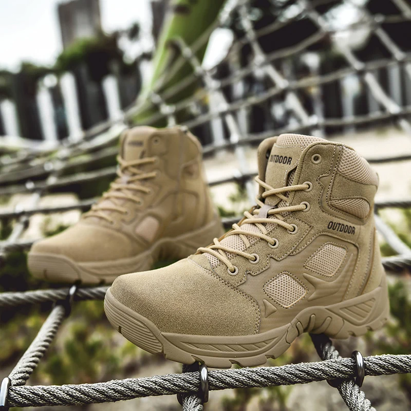 

Уличная походная обувь, мужские износостойкие противоскользящие высокие ботинки, мужская удобная дышащая прочная повседневная обувь на плоской подошве