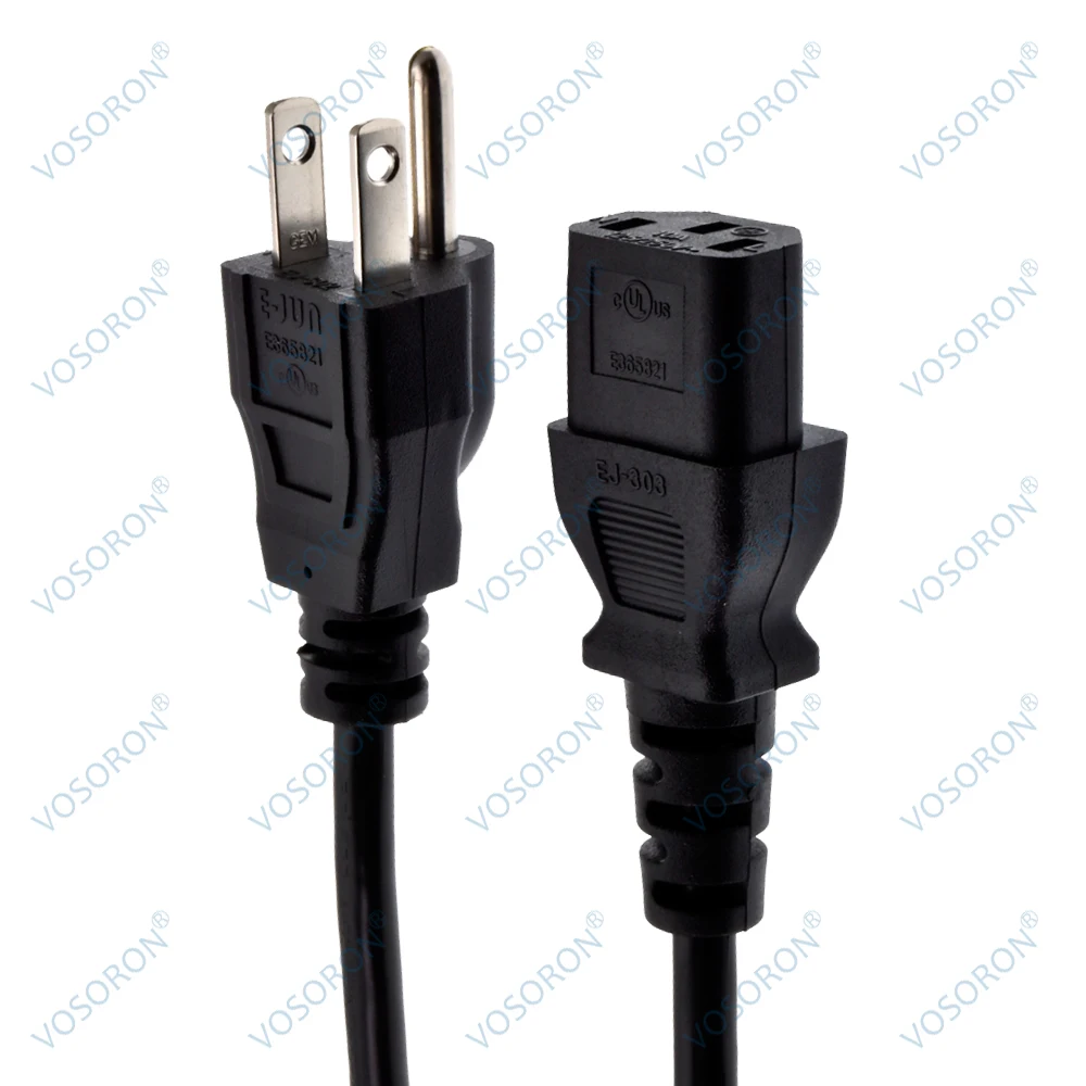 Cavo di alimentazione da NEMA 5-15P a IEC 60320 C13, 18AWG,110 ~ 250V 13A, SVT,1ft