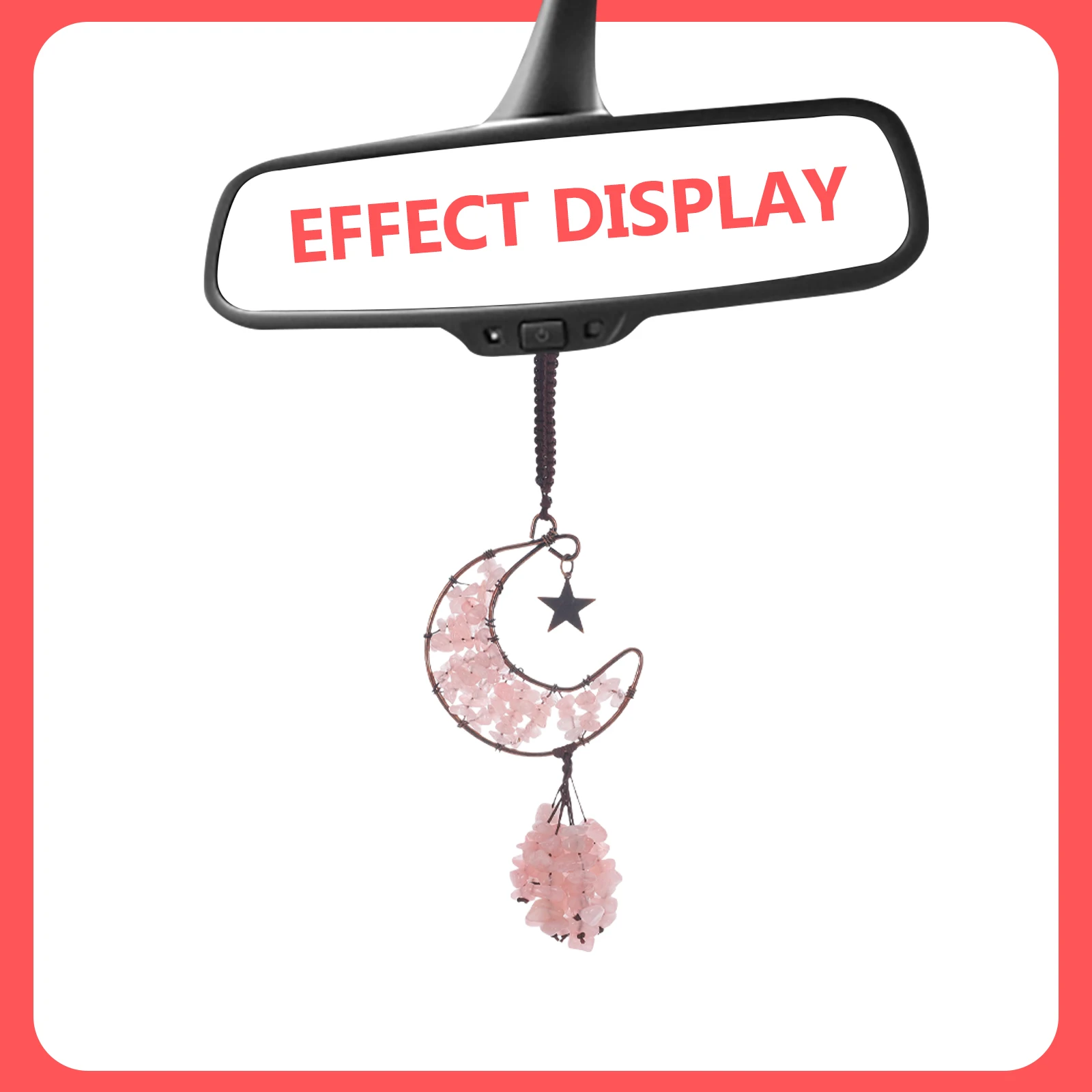 

Crystal Stone Moon Pendant Heal Rearview Car Vehicle Mirror Hanging Ornament Decorative Black Agate Crystal Charm