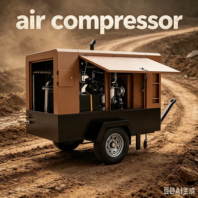 Auto Protection Diesel Trailer Screw Compressor for Safety Construction Mining Sandblasting Compressor Machine