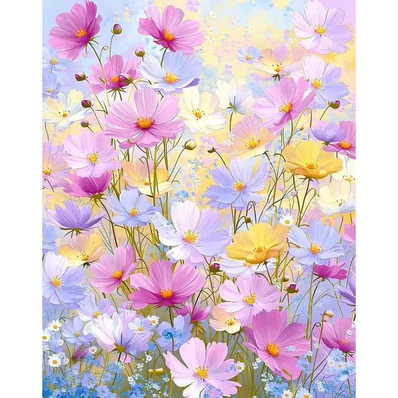 GATYZTORY Colorful Flowers Paint By Numbers Handpainted Canvas Painting Flower Number Painting Arts and Crafts Diy Gift