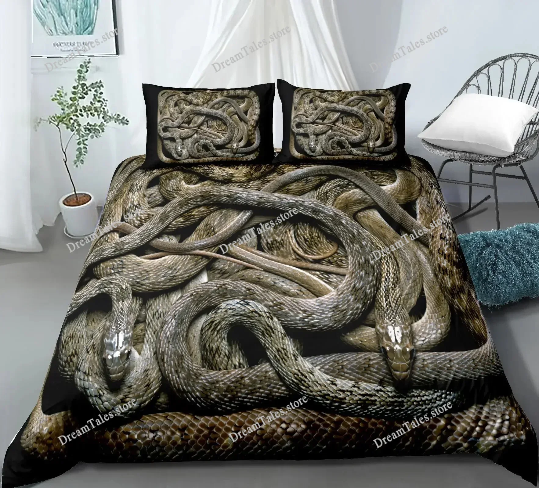 3D Printed Snake Style Bedding Set Duvet Cover Bedroom Comforter Covers Single Twin King ​Size Quilt Cover Home Textileextile