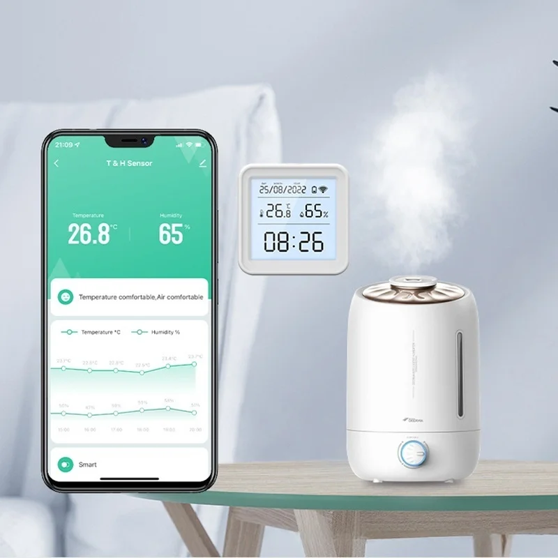 XIAOMI Tuya Zigbee WiFi Sensor Kelembaban Suhu Higrometer Detektor Termometer Gaya Hidup Pintar Remote Control 2025 Baru