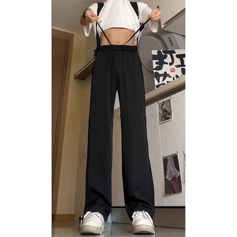 

Cleanfit Casual Men's Summer Thin Ice Silk Drape Wide Leg Pants Straight Cut Loose Fit Trousers Cool Sle Long Pants