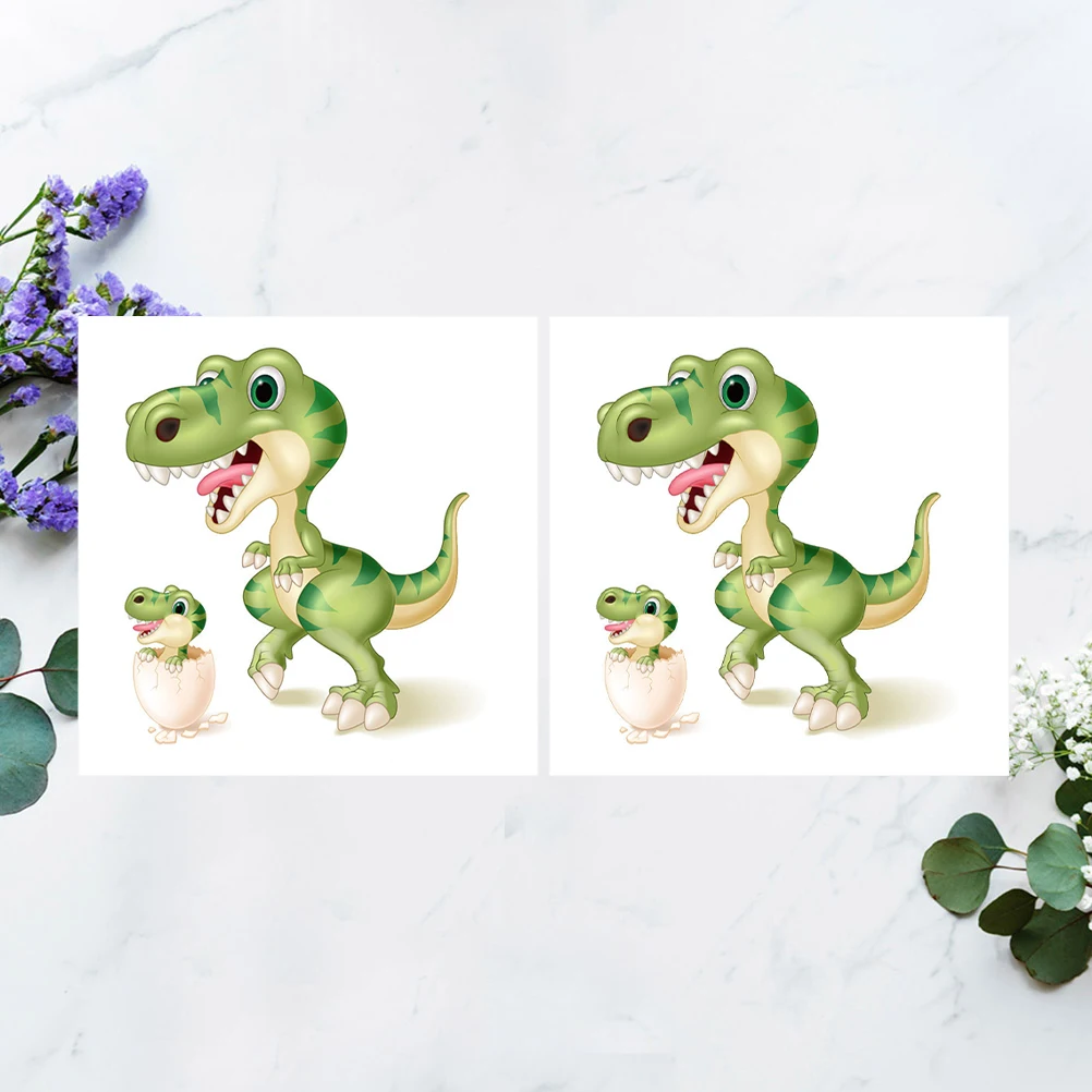 

2 Pcs Dinosaur Clothing Heat Transfer Patch Printed Accessory Filling Sticker Costume Decor Kids Jeans Repair Art Craft