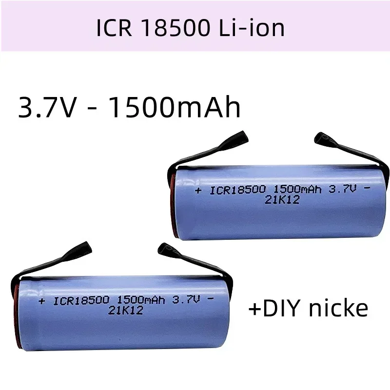 

Batterie Li-Ion Rechargeable 18500, 3.7V 1500mAh, légère et de grande capacité, + feuille de Nickel à faire soi-même