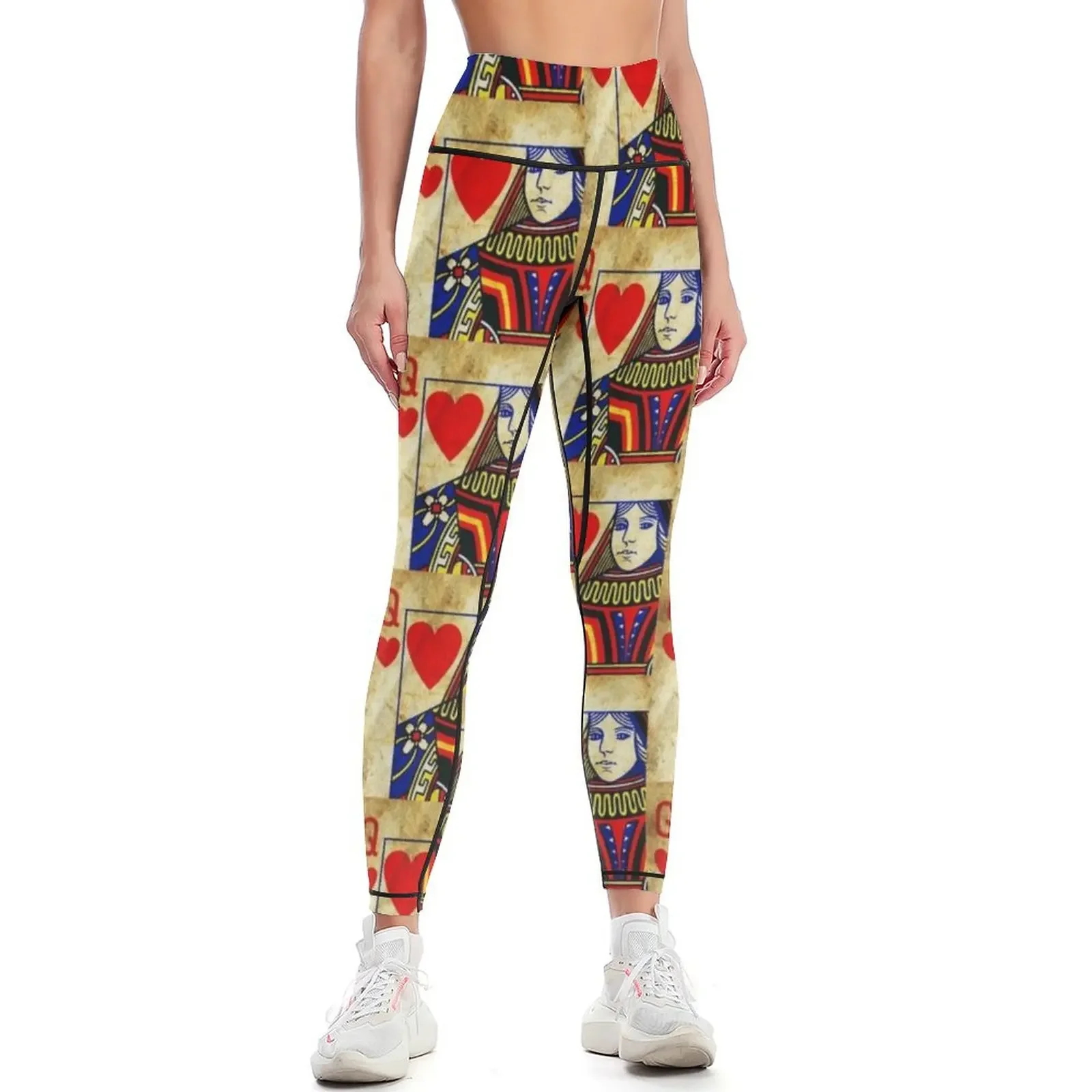 

Queen of Hearts Playing Card - vintage style Leggings Female legging pants Clothing fitness gym sportswear woman Womens Leggings