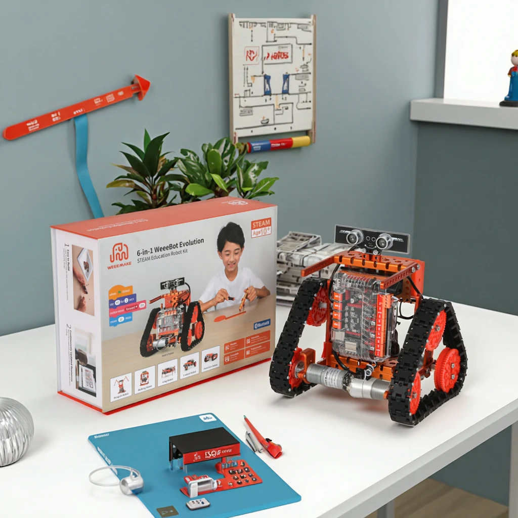 Educational Equipment Smart Coding 6 in 1 Robotics Car Programmable ESP32 Microbit STEM Diy Robotics Kit Education for Student