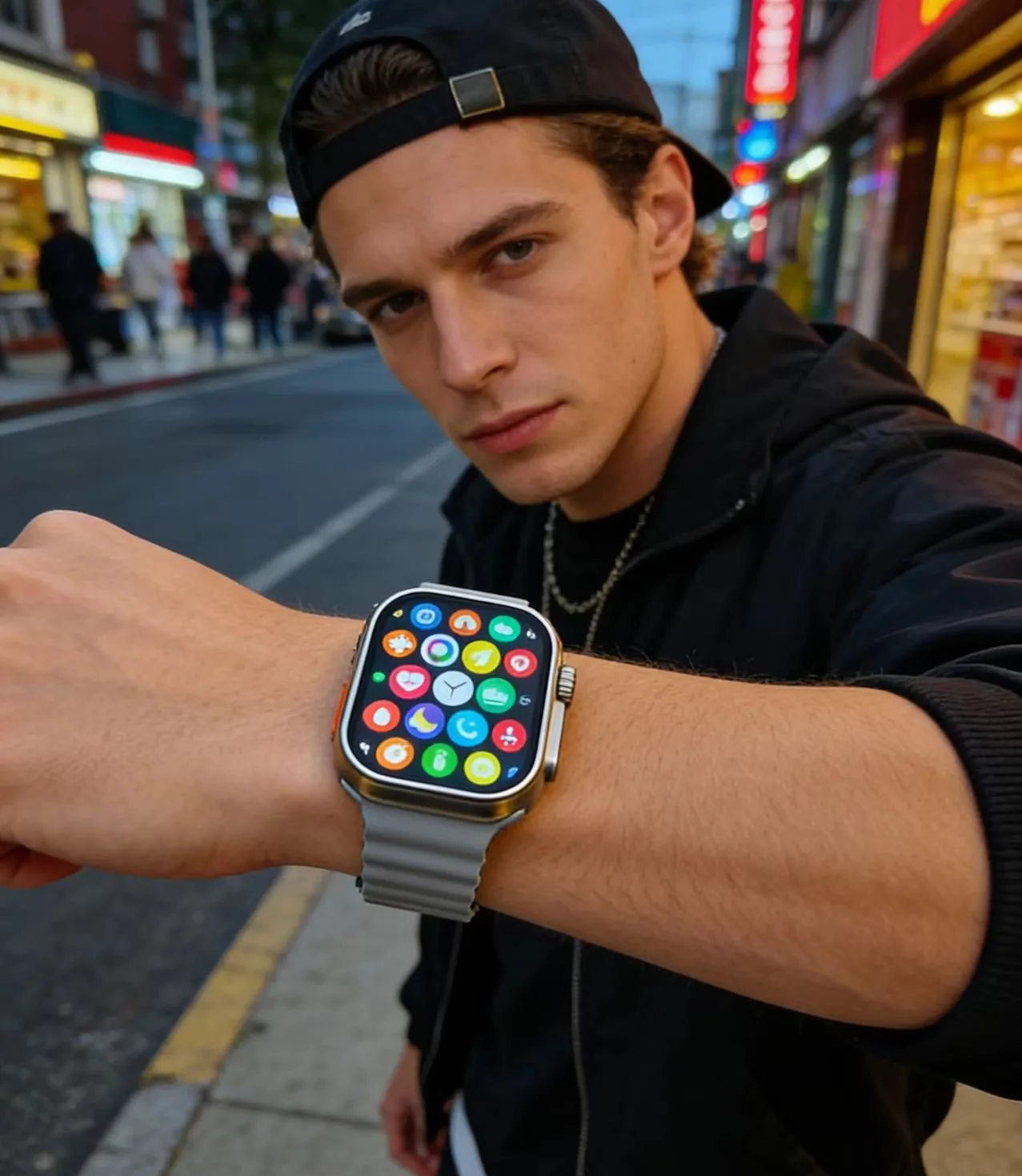 Men's fashionable sports multifunctional smart watch.  Rubber strap smart electronic watch