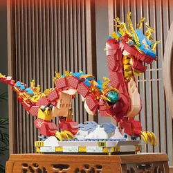 Dragon Chinese Building Blocks Style Assembling Small Particle Desktop Decoration Model Children Toys Boy Girl Dragon Year Gifts