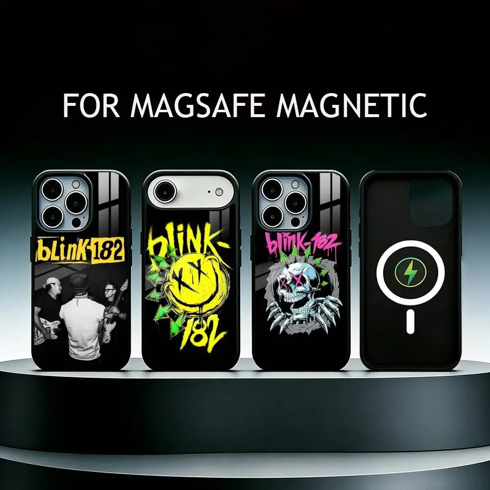 

Punk B-Blink-182 Band Phone Case For iPhone17,16,15,14,13,12,11 Plus,Pro Max Magnetic For Magsafe Wireless Charging