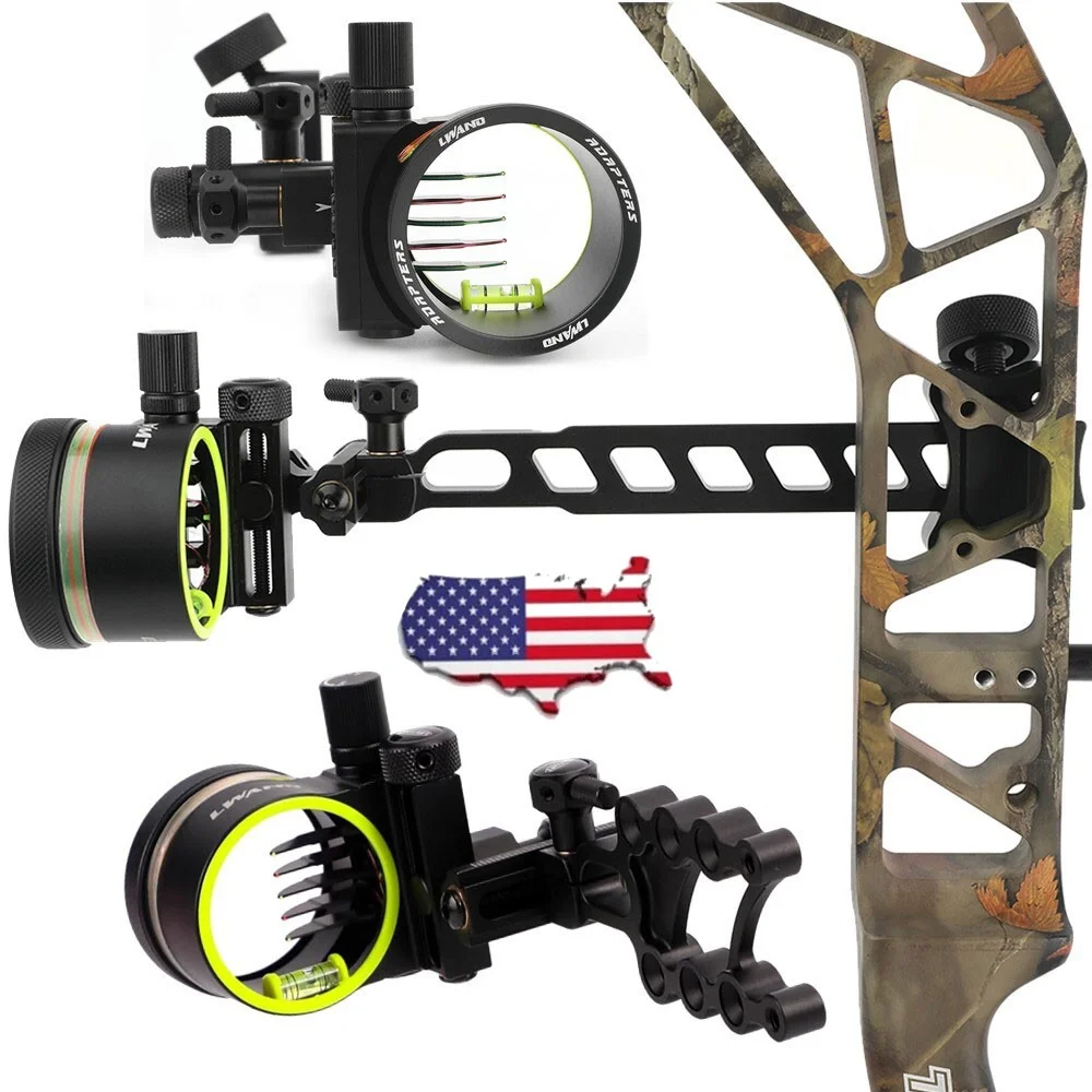 Compound Bow Sight 5 Pin Fiber Optic - Arc à poulies avec viseur à