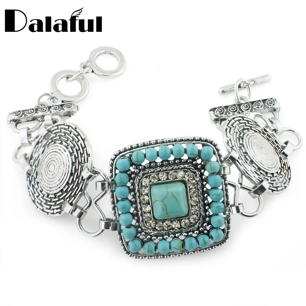 Elegant Chic Vintage Square Synthetic Beads Alloy Crystal Chain Retro Bracelets & Bangles Bracelets For Women S307