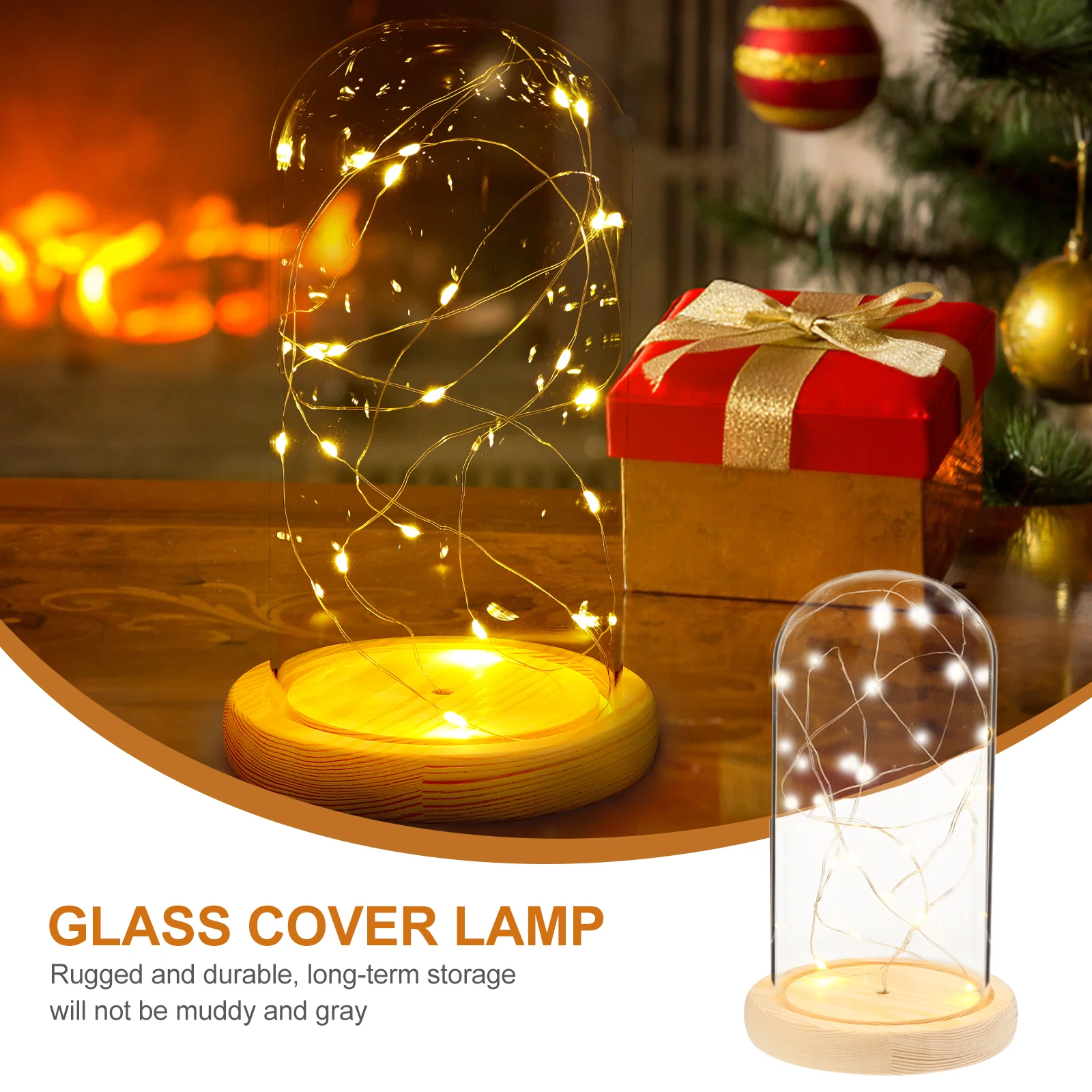 

10x20 LED Stars Lamp Glass Dome Silver Light Table Lamp Decorative Household Gift Small Night Light