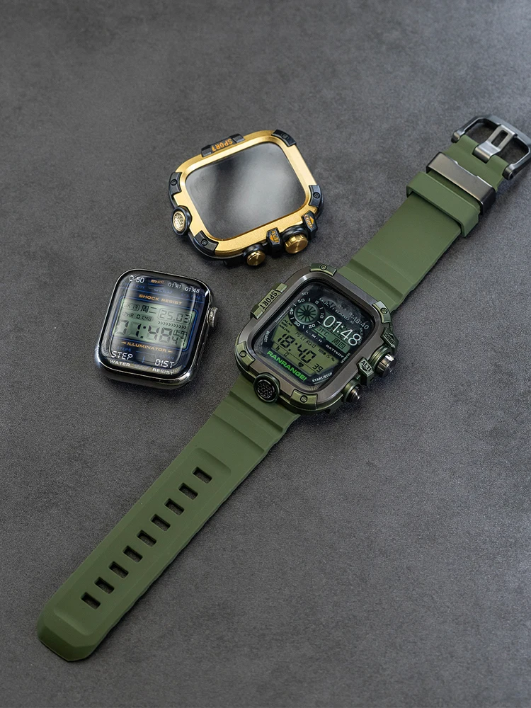 NEW Design PC+Metal Case for Apple Watch Series 9 8 7 45mm 6 5 4 SE 44mm bumper Screen Protector for IWatch 10 46mm Accessories