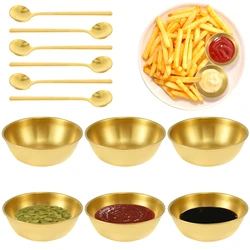 12/6pc Sauce Cup Seasoning Spice Dishes Stainless Steel Dip Bowls with Spoon for Tomato Mustard Sauce Tapas Bowl Mini Tableware