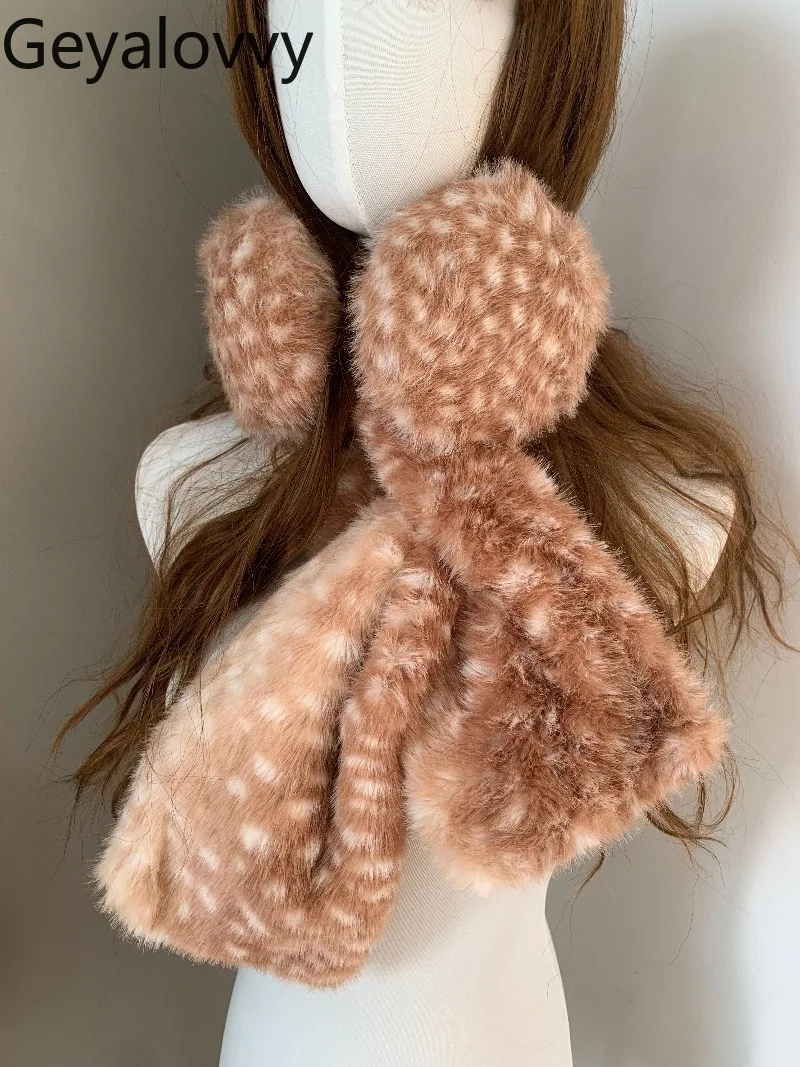 달콤하고 귀여운 소녀들을 위한 다용도 귀마개 겨울 따뜻한 플러시 방한 귀덮개 야외용 귀마개 여성용 스카프