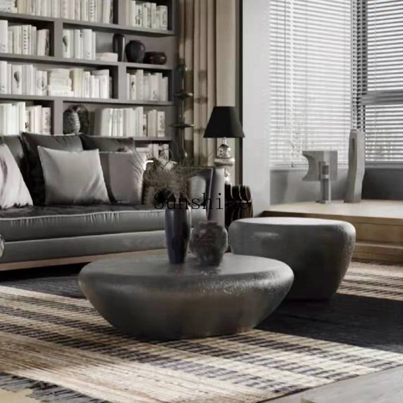 

Italian minimalist wind size round coffee table combination