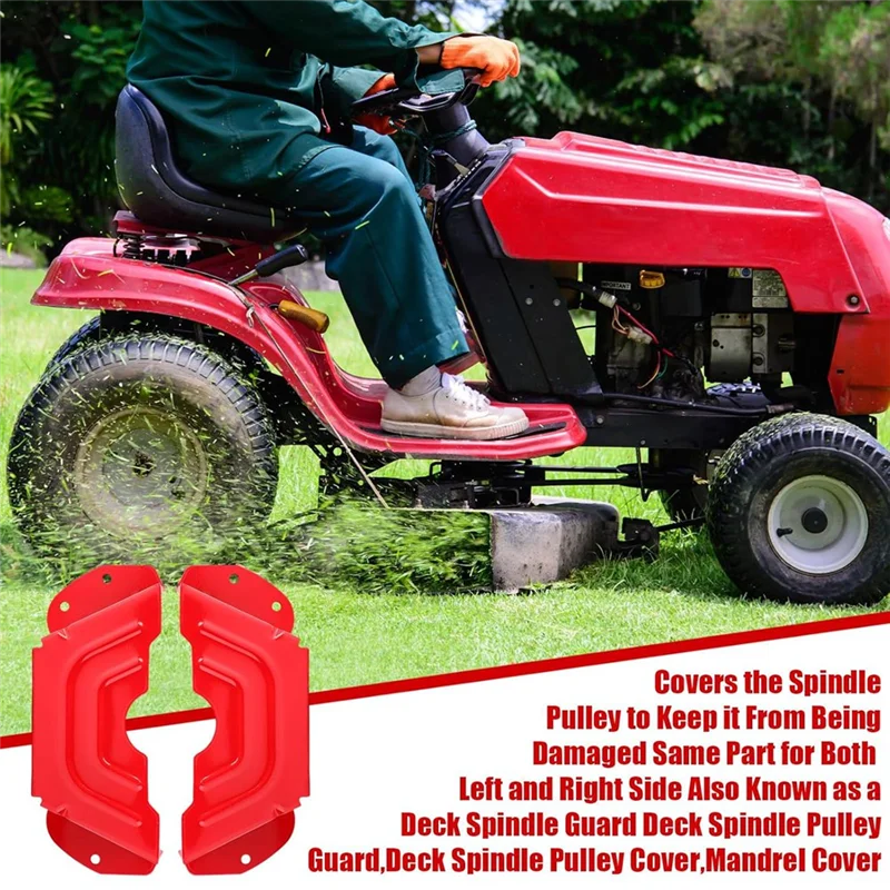 

AT02-2 Pack Deck Belt Cover 42" 46" Deck Spindle Pulley Belt Guard Cover For MTD Craftsman Troy-Bilt Red