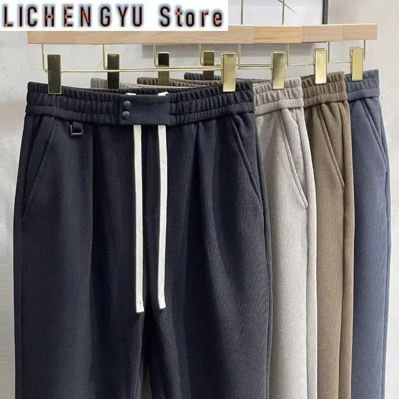 Spring Autumn Men Pants Fashion Retro Lace Up Elastic Waist Casual Pants Men Jogger Loose Sports Harlan Trousers